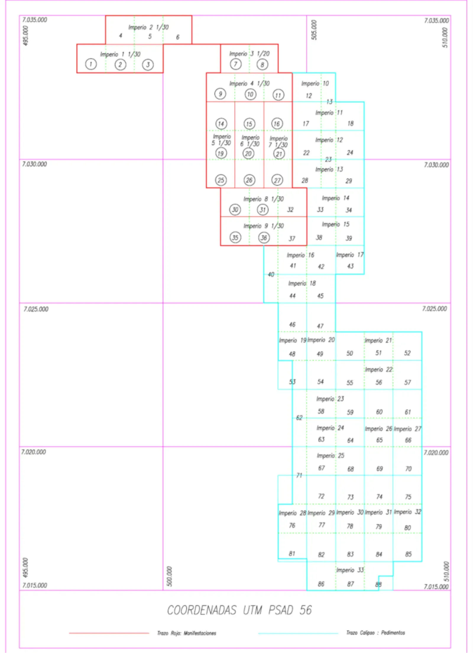 Plano de las concesiones mineras del Prospecto Imperio